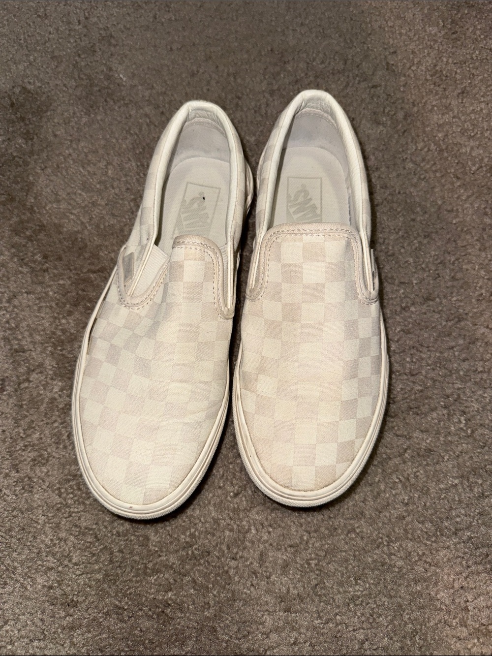 Vans off white checkerboard platform slip ons